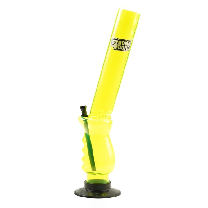 Acrylic Ice Bong 16" | Bent Neck with Palm Grip | Yellow