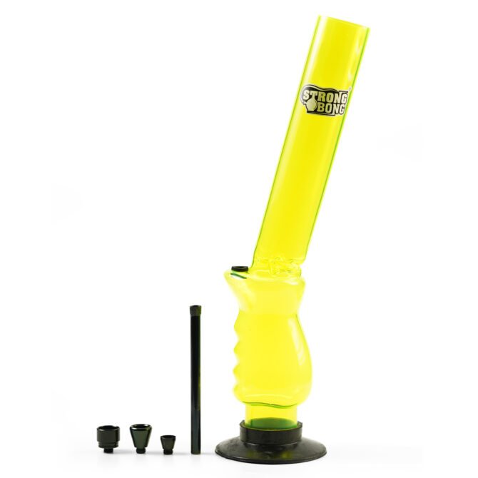 Acrylic Ice Bong 16" | Bent Neck with Palm Grip | Yellow - Image 2