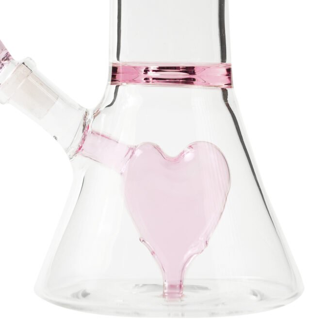 Heart Beaker Glass Percolator Bong 10" | Ultra Thick Glass | Pink - Image 4