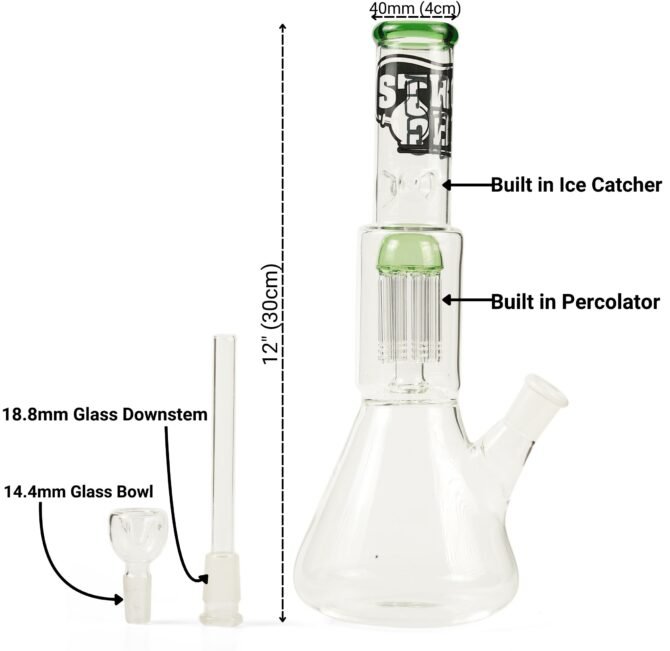 Glass Beaker Bong 12" | Tree Percolator - Image 4