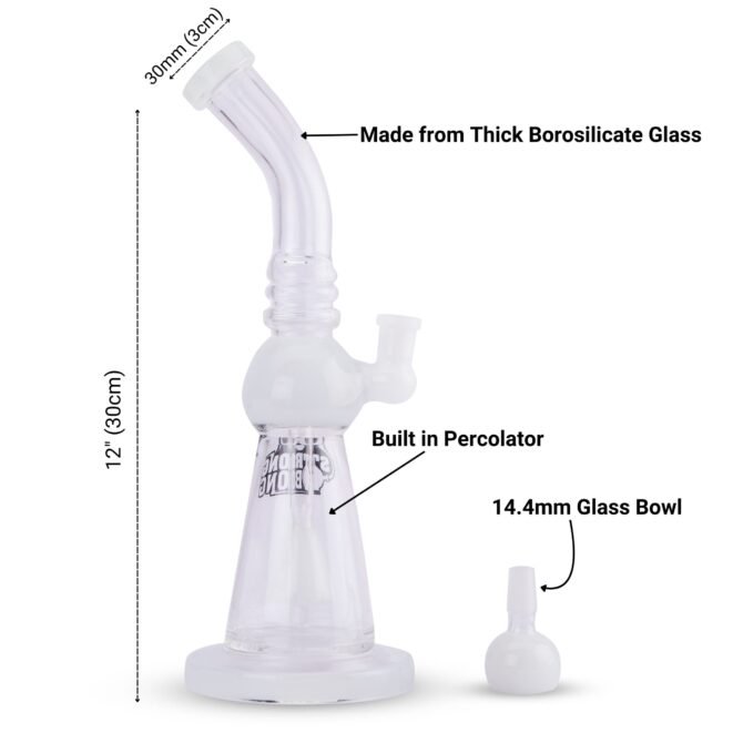 Glass Percolator Bong 12" | Super Thick | Bent Neck - Image 4