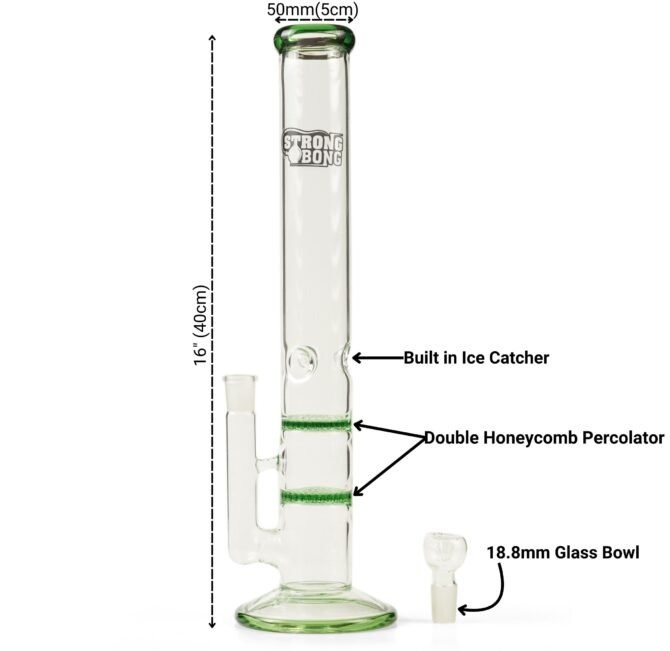 Glass Bong 16" | Double Honeycomb Percolator - Image 7