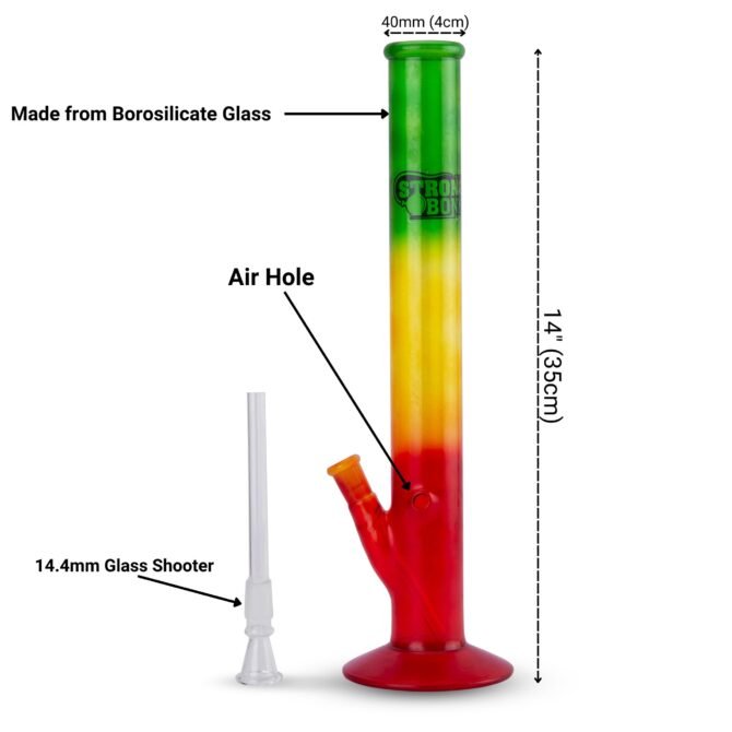 Glass Bong 14" | Straight | Rasta - Image 4