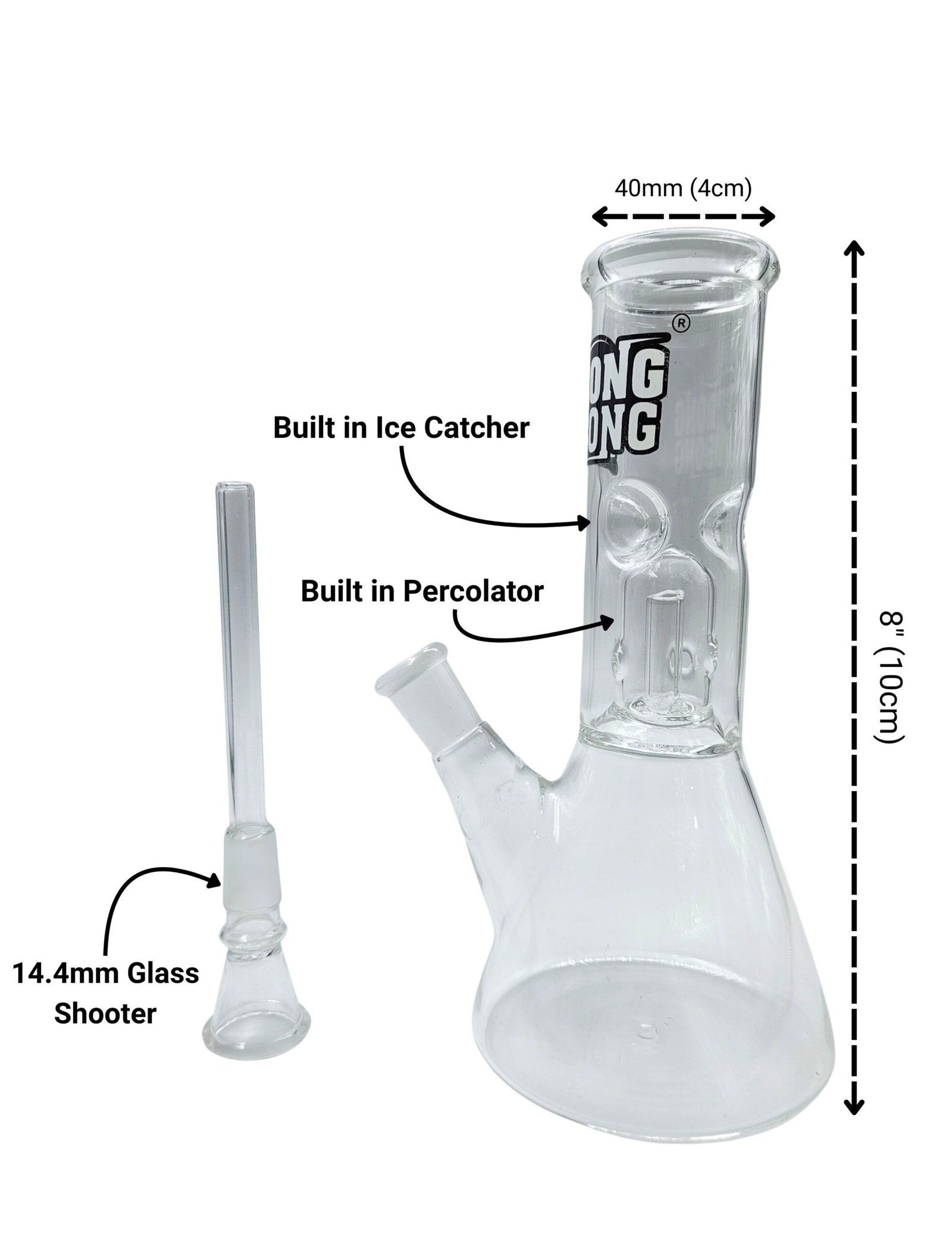 8" Glass Percolator Beaker Bong -Clear - Image 5