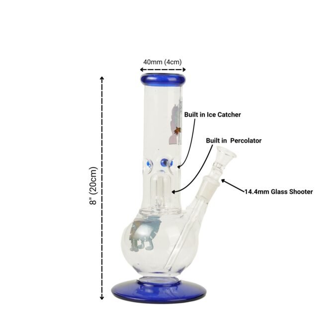 Glass Percolator Bong 8" | Blue - Image 3