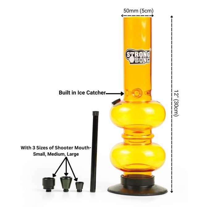 Acrylic Ice Bong 12" | Double Trouble | Yellow - Image 3