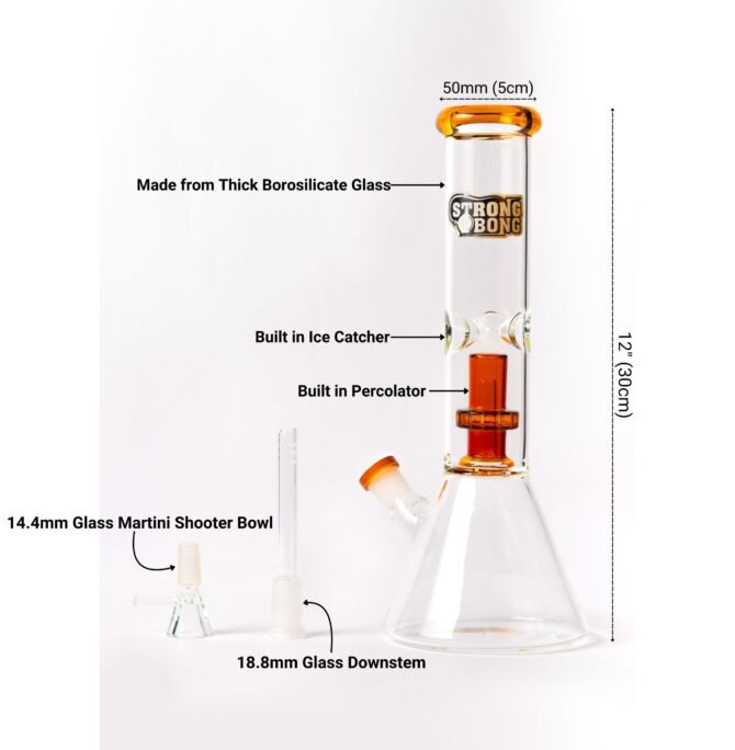 Glass Beaker Bong 12" | UFO Showerhead Percolator - Image 5