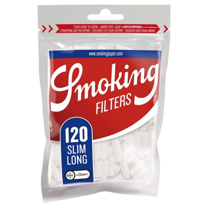 Smoking Classic Slim Long Cotton Filters ( 22 X 6 mm)