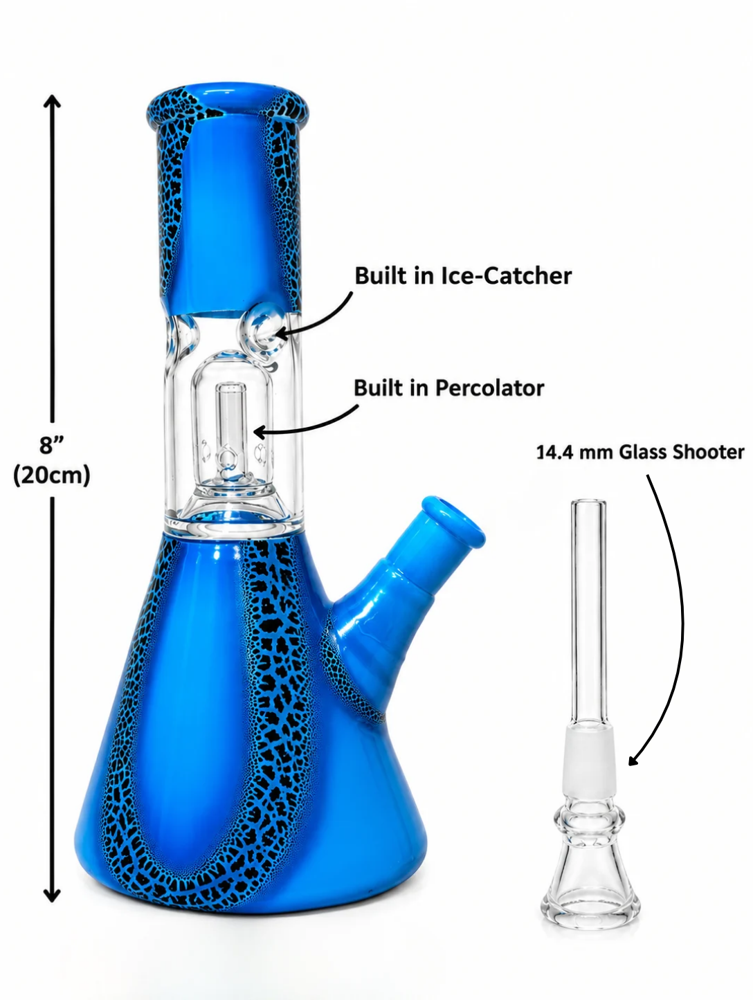 8" Glass Percolator Beaker Bong - Image 3