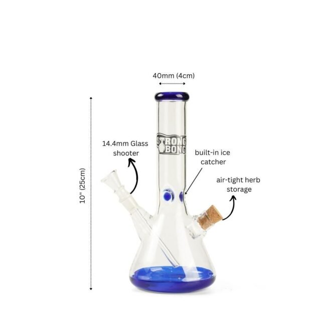 Glass Beaker Bong 10" | with built-in herb storage - Image 3