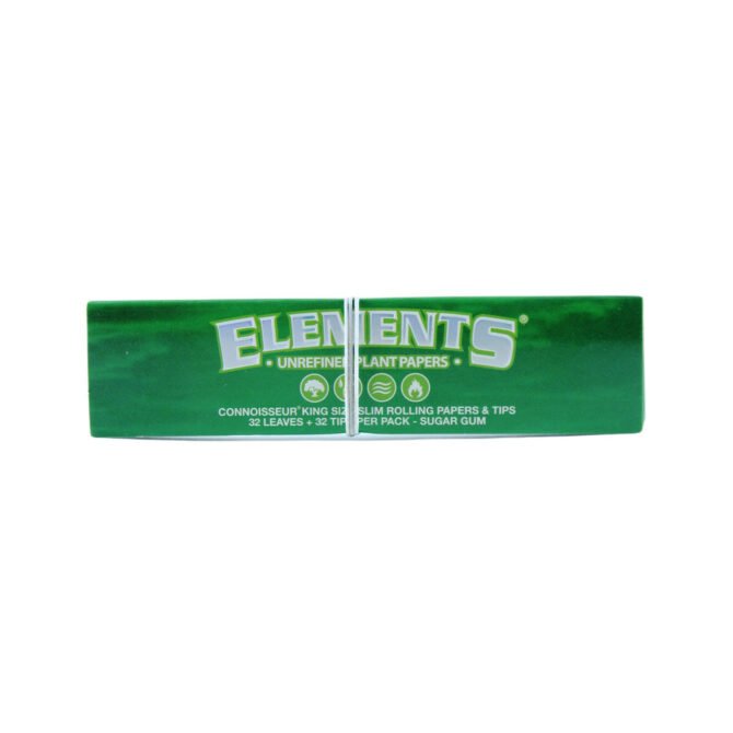 ELEMENTS Green Connoisseur Rolling Papers with Tips - King Size Slim