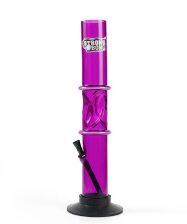 14" Straight Acrylic Bong with Ice Catcher | Includes 3 size Shooter Mouthpieces | Durable Waterpipe – Purple
