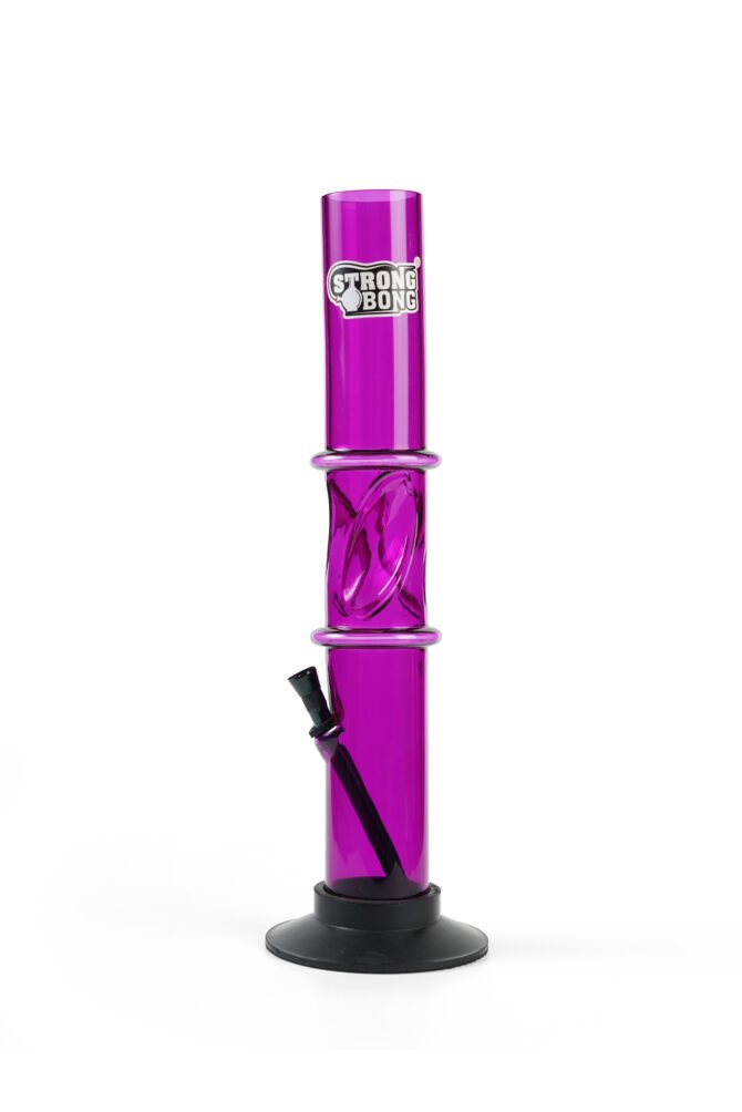 14" Straight Acrylic Bong with Ice Catcher | Includes 3 size Shooter Mouthpieces | Durable Waterpipe – Purple