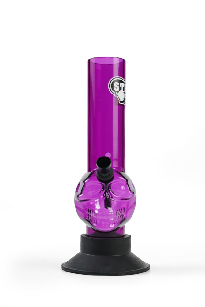 8" Skull Acrylic Bong | Compact Size | Smoking Waterpipe - Purple
