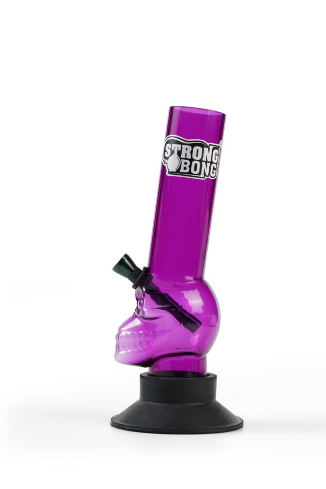 8" Skull Acrylic Bong | Compact Size | Smoking Waterpipe - Purple - Image 2