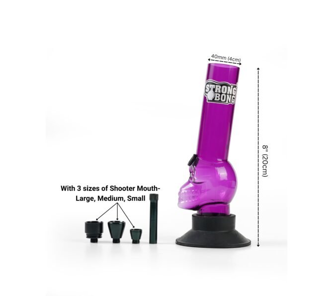 8" Skull Acrylic Bong | Compact Size | Smoking Waterpipe - Purple - Image 4