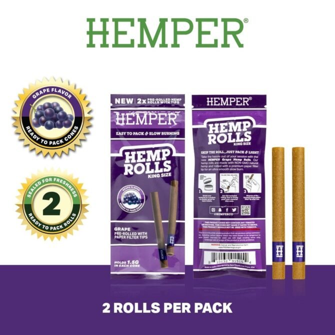 HEMPER Grape Flavored Rolls with Paper Filter Tips – 2-Pack - Image 3