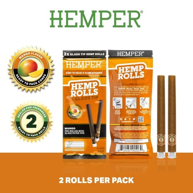 HEMPER Mango Flavored Rolls with Glass Filter Tips – 2-Pack - Image 3